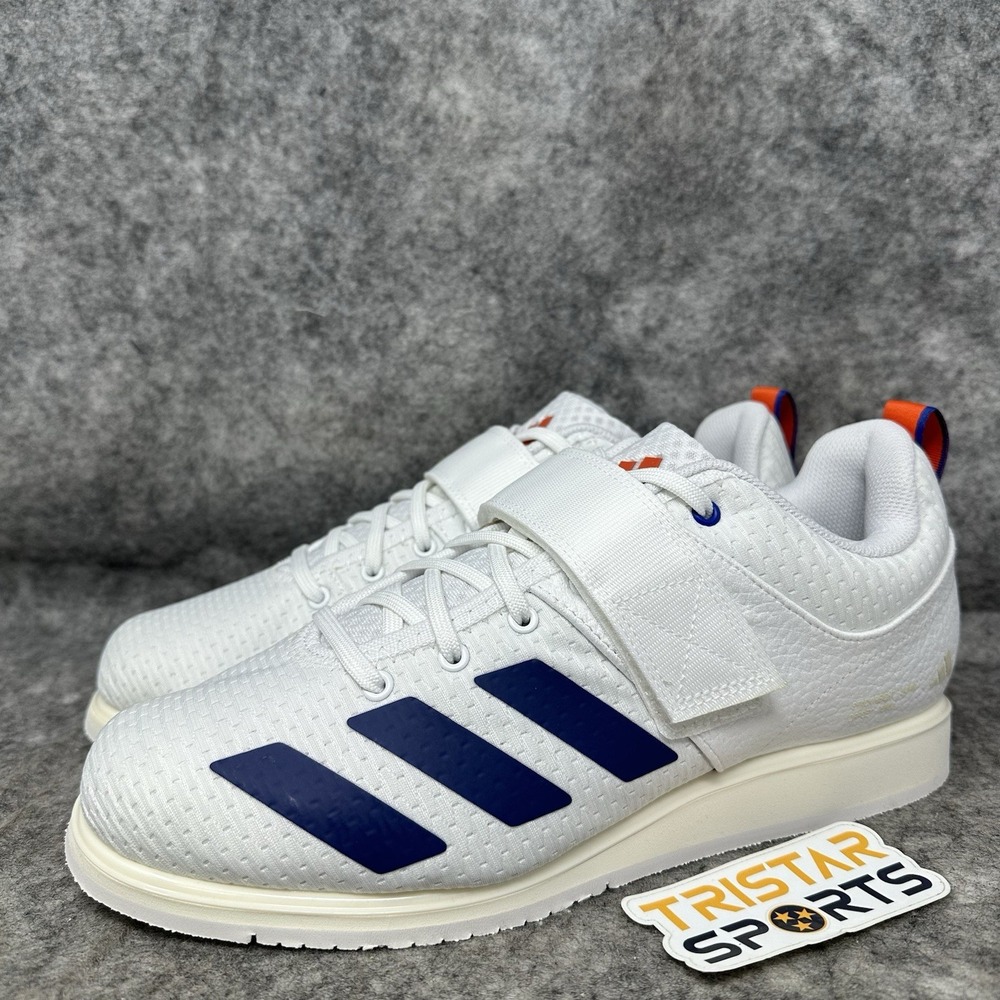 Adidas Powerlift 5 Weightlifting Shoes Mens Sz 10 White Blue Orange JP9878